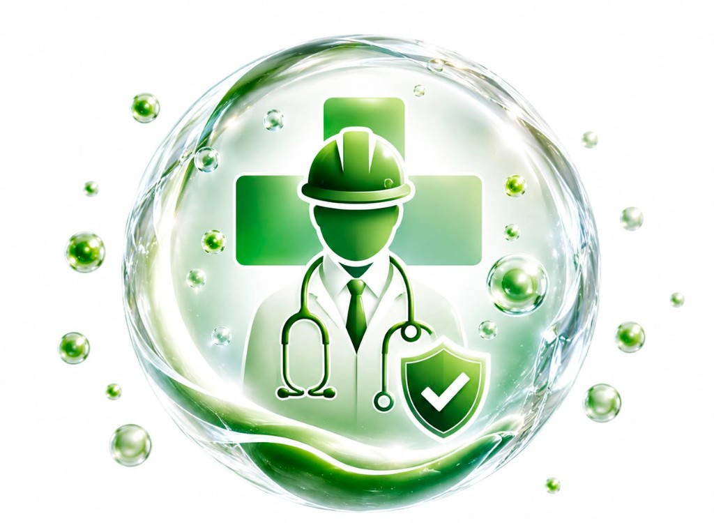 Occupational health professional with hard hat and medical cross